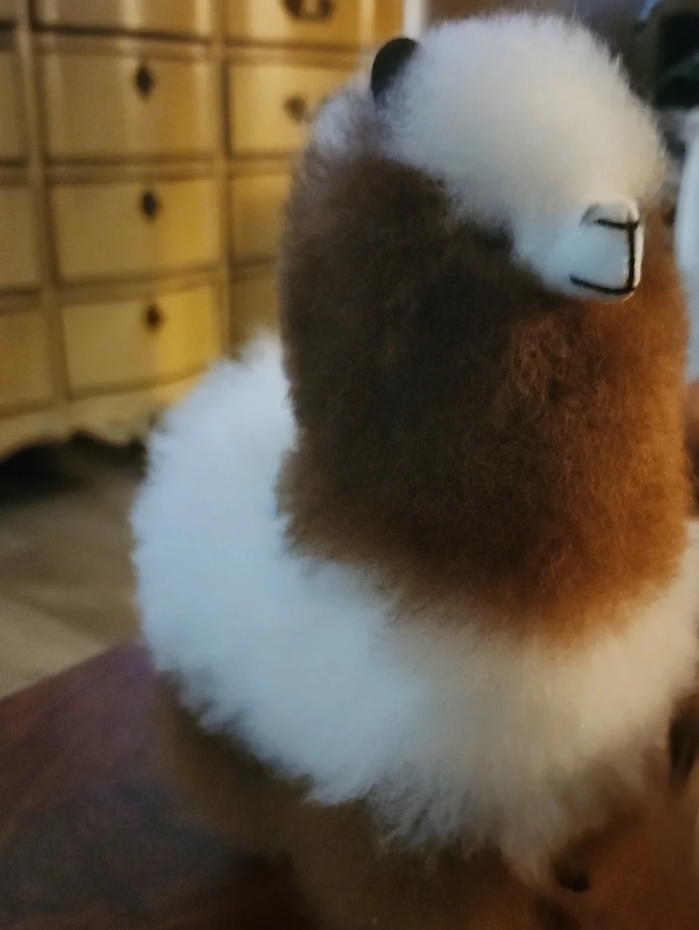 Plush Alpaca Small Pet Toy - White and Brown
